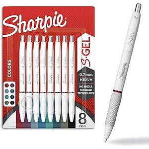 8-Ct Sharpie S-Gel 0.7mm Medium Point Ink Pens (Various) $6.65 w/ S&S