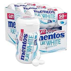 Select Accts: 6-Pk 50-Ct Mentos Pure White Sugar Free Gum (Sweet Mint) $12.40 w/ S&S