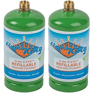 2-Pk 16.4-Oz Flame King EZ-Fill DOT Compliant Refillable Propane Cylinder Tank $25.95 + Free S&H
