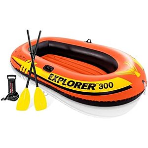 INTEX Explorer 300 Inflatable Boat w/ Aluminum Oars & Hand Pump