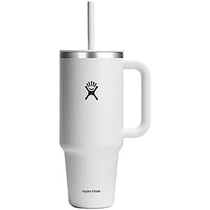 40-Oz Hydro Flask Insulated Travel Tumbler w/ Lid & Straw (White)