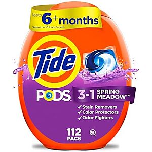 112-Ct Tide PODS Laundry Detergent Pacs (Spring Meadow) 4 for $51 w/ S&S + Free S&H