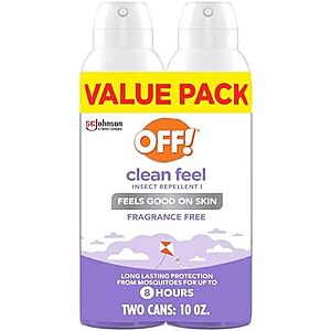 2pk 5oz OFF! Clean Feel 20% Picaridin Insect Repellent Aerosol $7.80 w/ S&S