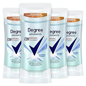 4-Pk 2.6-Oz Degree Women Advanced 72-Hr Antiperspirant Deodorant (Shower Clean) $8.95 w/ S&S