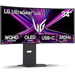34" LG UltraGear 34GX900A-B 3440x1440 240Hz OLED Curved Monitor $640 + Free S&H