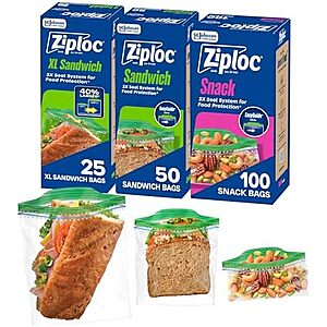 Select Accounts: 175-Ct Ziploc Sandwich and Snack Bags $4.30 w/ S&S