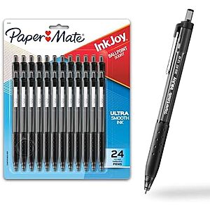 24-Ct Paper Mate InkJoy 300RT Retractable Ballpoint Pens (Black)