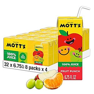 32-Ct 6.75-Oz Mott's 100 Percent Fruit Punch Juice $9.60 w/ S&S