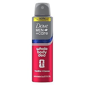 4oz Dove Men Whole Body Aluminum-Free Deodorant Spray (Vanilla + Cocoa) $2.45 w/ S&S
