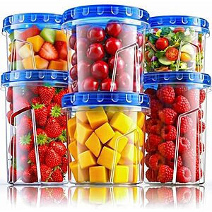 6-Pk HOMETALL Airtight Freezer Storage Containers w/ Twist Lids (33/24/17-Oz)