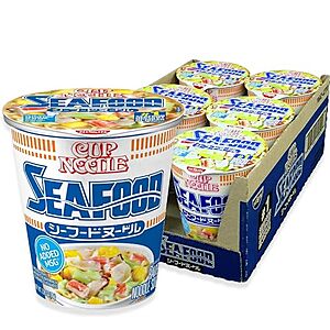 6-Pk 2.68-Oz Nissin Cup Noodles Ramen Noodle Soup (Seafood) $11.20 w/ S&S