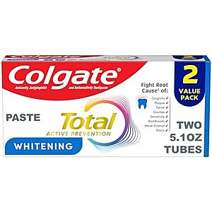 2-Pk 5.1-Oz Colgate Total Whitening Toothpaste (Mint) $5.55 w/ S&S