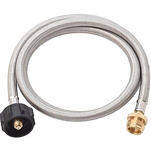 5' Flame King Steel-Braided Propane Adapter Hose w/ QCC1/Type1 to CGA600