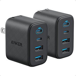 2-Pk Anker Zolo 4-Port up to 50W USB-C & USB-A Wall Chargers (Black)