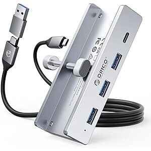 ORICO 4-Port USB Desk Clamp Hub (1x USB-C, 3x USB-A)