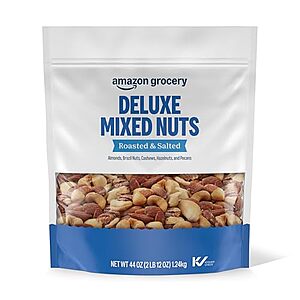 Select Accounts: 44-Oz Amazon Grocery Deluxe Mixed Nuts (Roasted & Salted) $12.45 w/ S&S