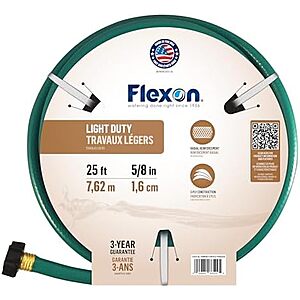 25' x 5/8" Flexon Light Duty Reinforced Garden Hose (Green)