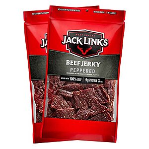 Select Accts: 2-Pk 9-Oz Jack Link's Beef Jerky (Peppered) $14.75 w/ S&S & More