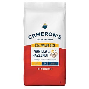 32-Oz Cameron's Coffee Roasted Ground Coffee (Vanilla Hazelnut) $11.25 w/ S&S