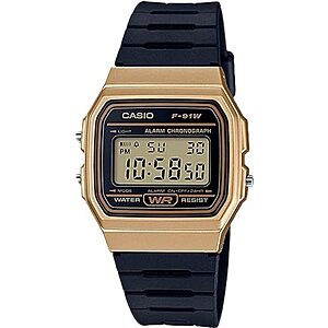 35.2 mm Casio F-91W Series Men's Digital Watch (Gold)