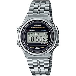 Casio Vintage Stainless Steel Bracelet 39mm Watch w/ LED Illumination & Stopwatch