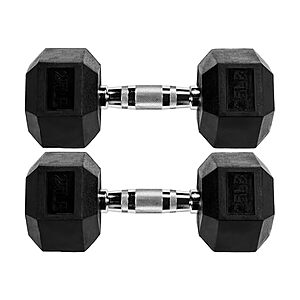 Pair of 25-Lbs Fitvids Rubber Encased Hex Dumbbell $40 + Free S&H w/ Prime