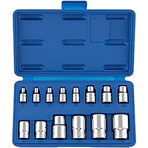 14-Pc Neiko External Torx Socket Set w/ Carrying Case (E4-E24, 1/4"-1/2" Drive)