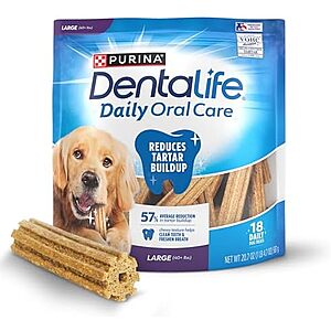 Select Accounts: 18-Ct Purina DentaLife Daily Oral Care Dog Sticks (Large Chews) $3.70 w/ S&S