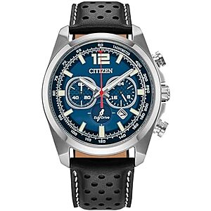 Citizen Men's Eco-Drive Sport 41mm Chronograph Watch (Blue Dial w/ Black Leather Band) $196.85 + Free S&H