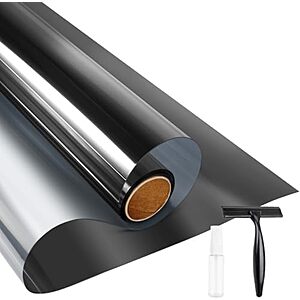 17.5" x 6.5' KESPEN One-Way Window Privacy Film Static Cling (Black/Silver)