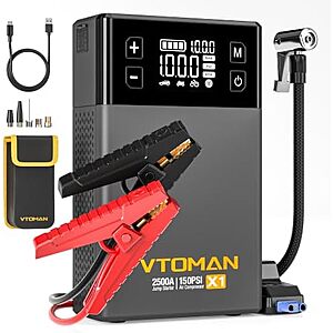 Prime: VTOMAN X1 2500A Jump Starter / 150PSI Air Compressor for 8.5L Gas/6L Diesel $50 + Free S&H