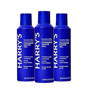 3-Pk 6.7-Oz Harry's Foaming Shave Gel for Men w/ Aloe $8.50 w/ S&S
