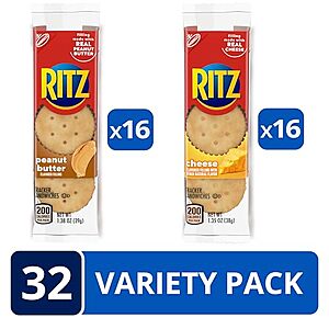 32-Ct 1.35-Oz Ritz Sandwich Crackers Variety Pack (16 Peanut Butter + 16 Cheese) $10.85 w/ S&S