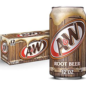 12-Oz A&W Root Beer Soda: 24-Pk $7.35; 12-Pk