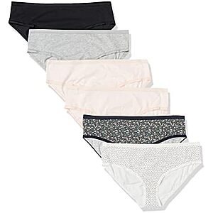 Prime: 6-Pack Amazon Essentials Women's Cotton Hipster Underwear (Large Only) from $3.50 w/ S&S