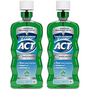 2-pk 18-oz ACT Anticavity Fluoride Mouthwash (Mint Flavor) $4.35 w/ S&S