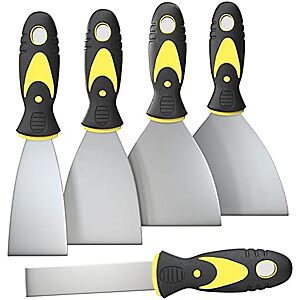 5-Pc Rerdeim Putty Knife w/ Rubber Ergonomic Handles (1"- 5" Assorted Sizes)