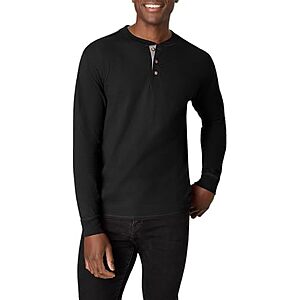 Hanes Beefy-T Men's Long Sleeve Henley Shirt (Ebony)