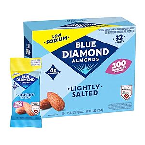 32-Pk 0.6-Oz Blue Diamond Almonds (Lightly Salted) $12.15 w/ S&S