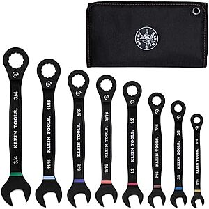 8-Piece Klein Tools SAE Ratcheting Combination Wrench Set $45 + Free S&H