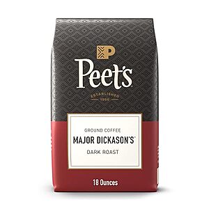 Select Accts: 18-oz Peet's Dark Roast Ground Coffee (Major Dickason's Blend) $9 & More w/ S&S