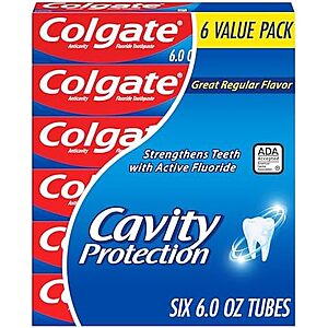 Select Accts: 6-pk 6-oz Colgate Cavity Protection Fluoride Toothpaste (Mint) 3 for $18.40 w/ S&S