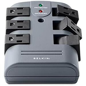 Prime Members: Belkin Power Strip Surge Protector w/ 6 Rotating AC Outlets $18.05 + Free S&H