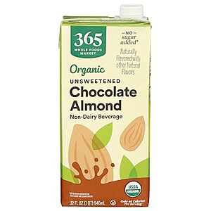 Prime Members: 32-Oz 365 by Whole Foods Market Organic Almond Milk (Chocolate) $1.75 w/ S&S + Free S&H