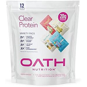 Oath Nutrition Clear Whey Isolate Protein Powder (12-ct Variety Pack) $19.95 w/ S&S