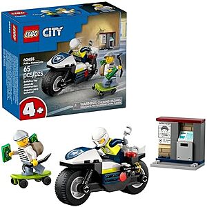 65-Pc LEGO City Police Motorcycle Chase Building Toy (60455)