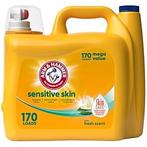 Select Accts: 170-Oz Arm & Hammer Sensitive Skin Plus Liquid Laundry Detergent $10.10 w/ S&S