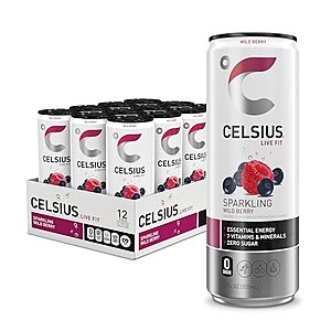 12-Pk 12-Oz CELSIUS Functional Essential Energy Drink (Sparkling Wild Berry) $13.25 w/ S&S