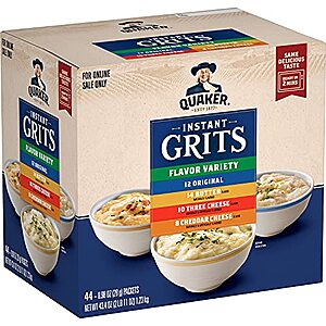 44-Ct Quaker Instant Grits (4 Flavor Variety Pack) $8.15 w/ S&S
