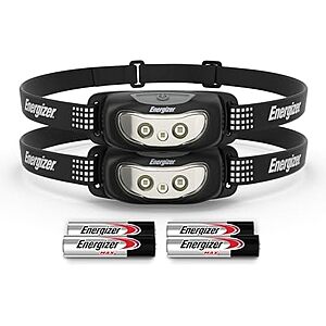 2-Pk Energizer Universal+ 100 Lumen LED IPX4 Headlamps (Black)